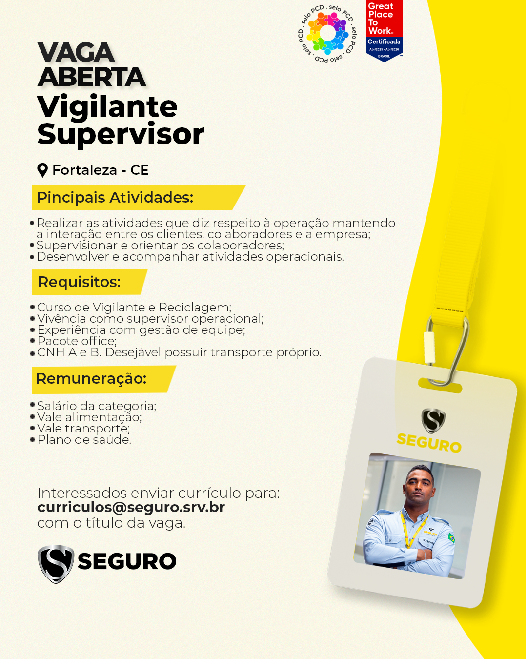 Vagas feed - Vigilante Supervisor - Fortaleza