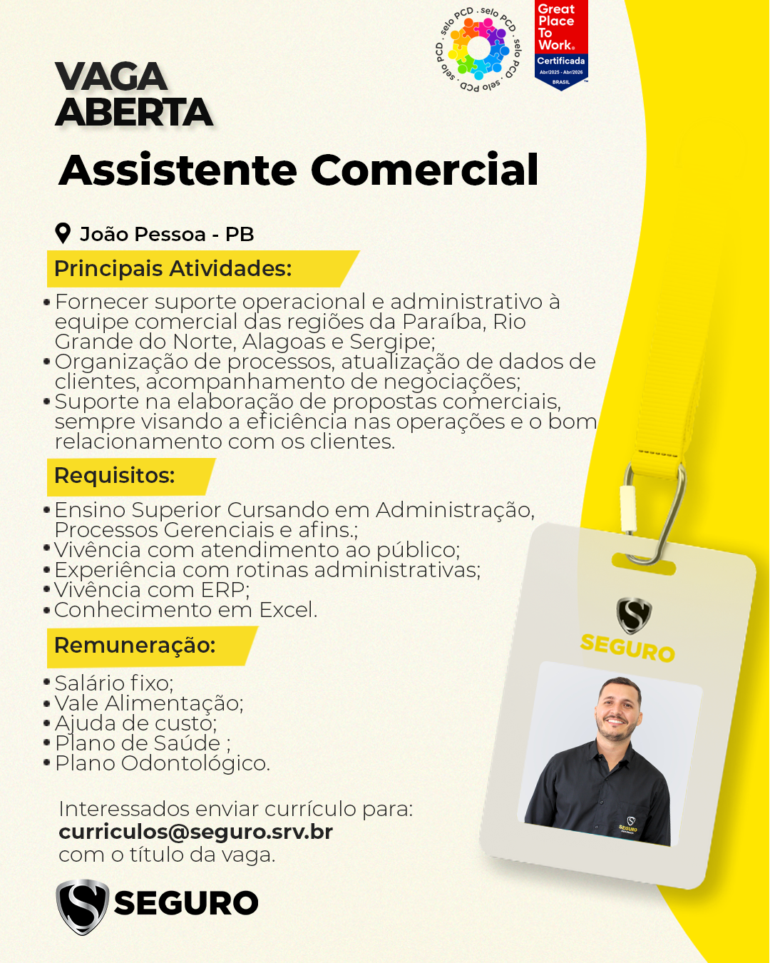 Vagas feed - Assistente Comercial - João pessoa
