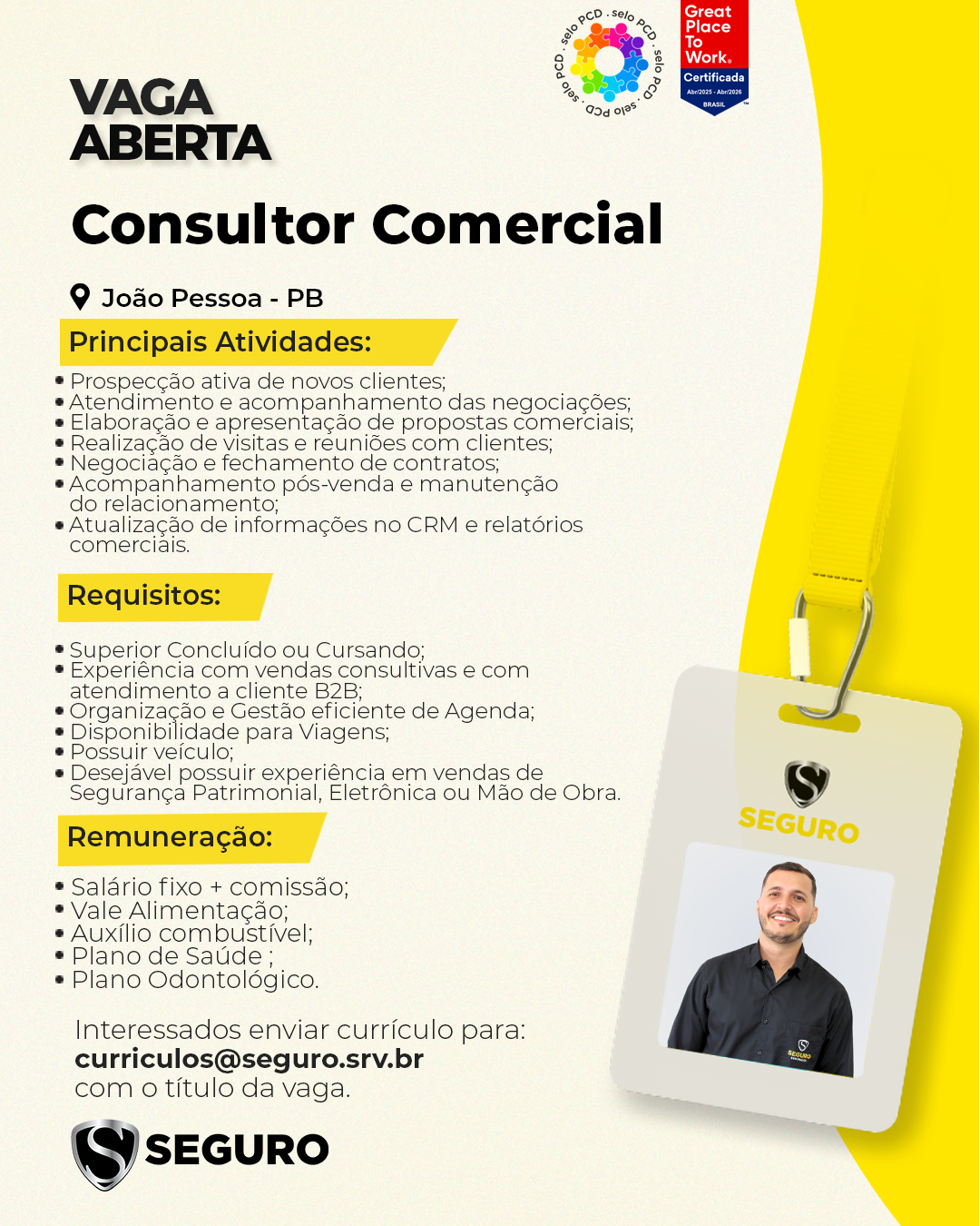Vagas feed - Consultor Comercial - João pessoa