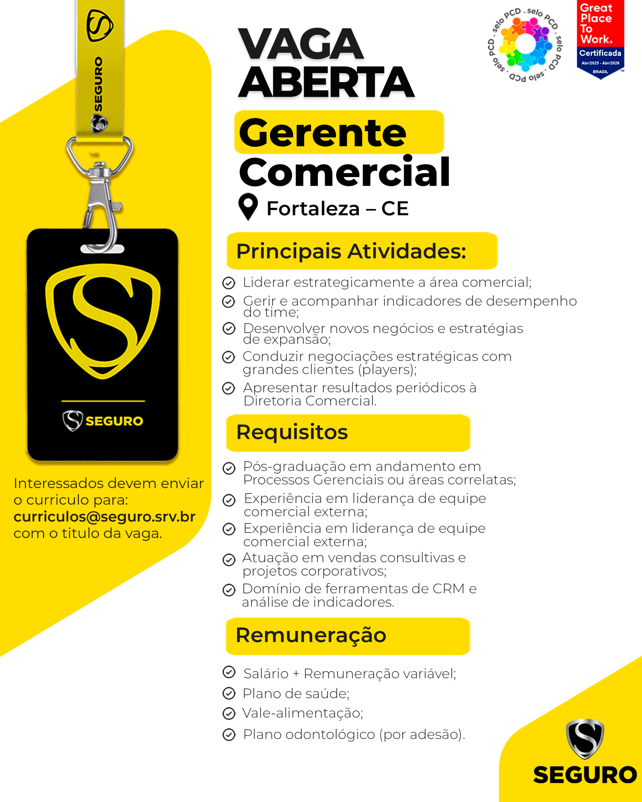 Vagas feed - Gerente comercial - Fortaleza