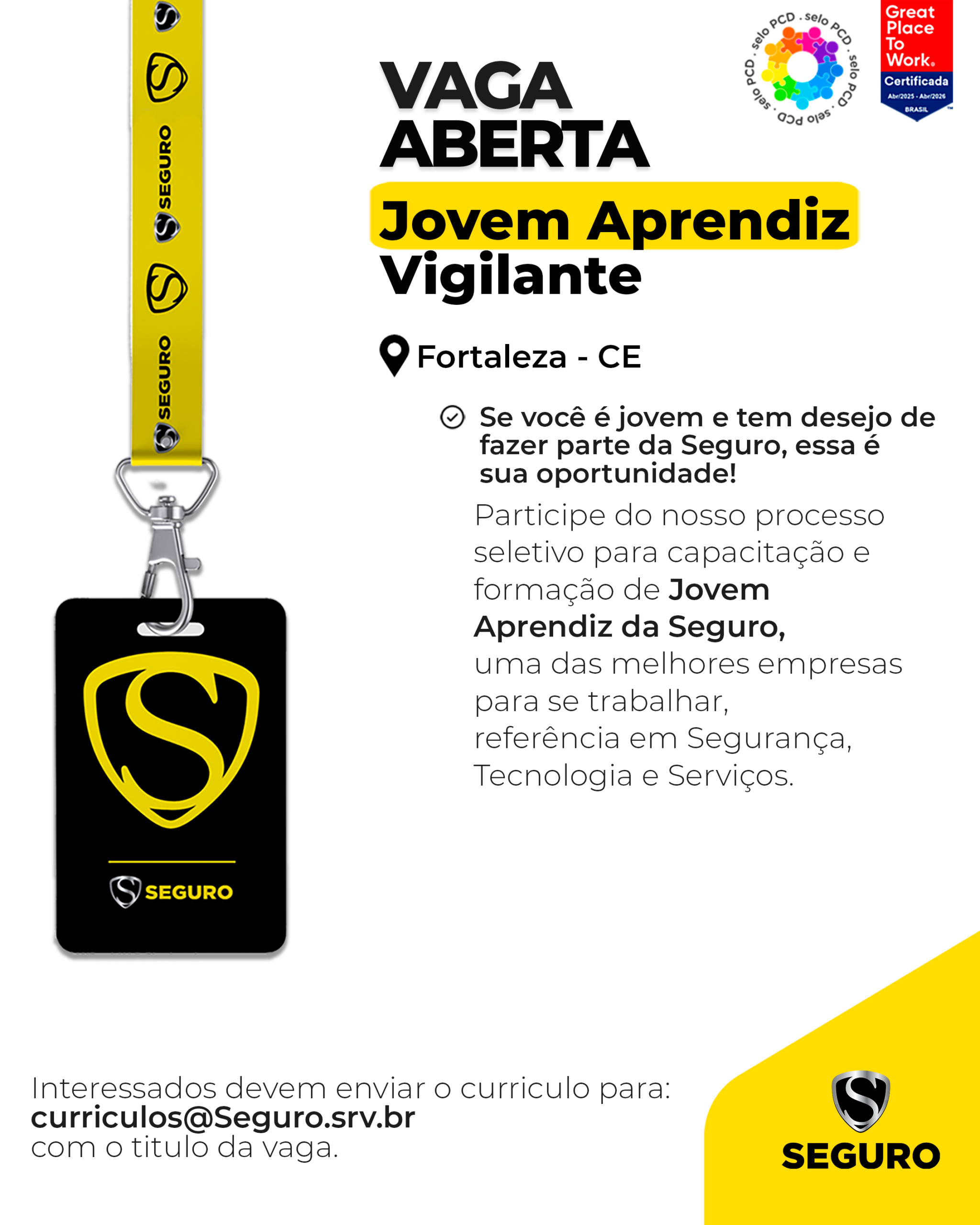 Vagas feed - Jovem aprendiz vigilante - Fortaleza