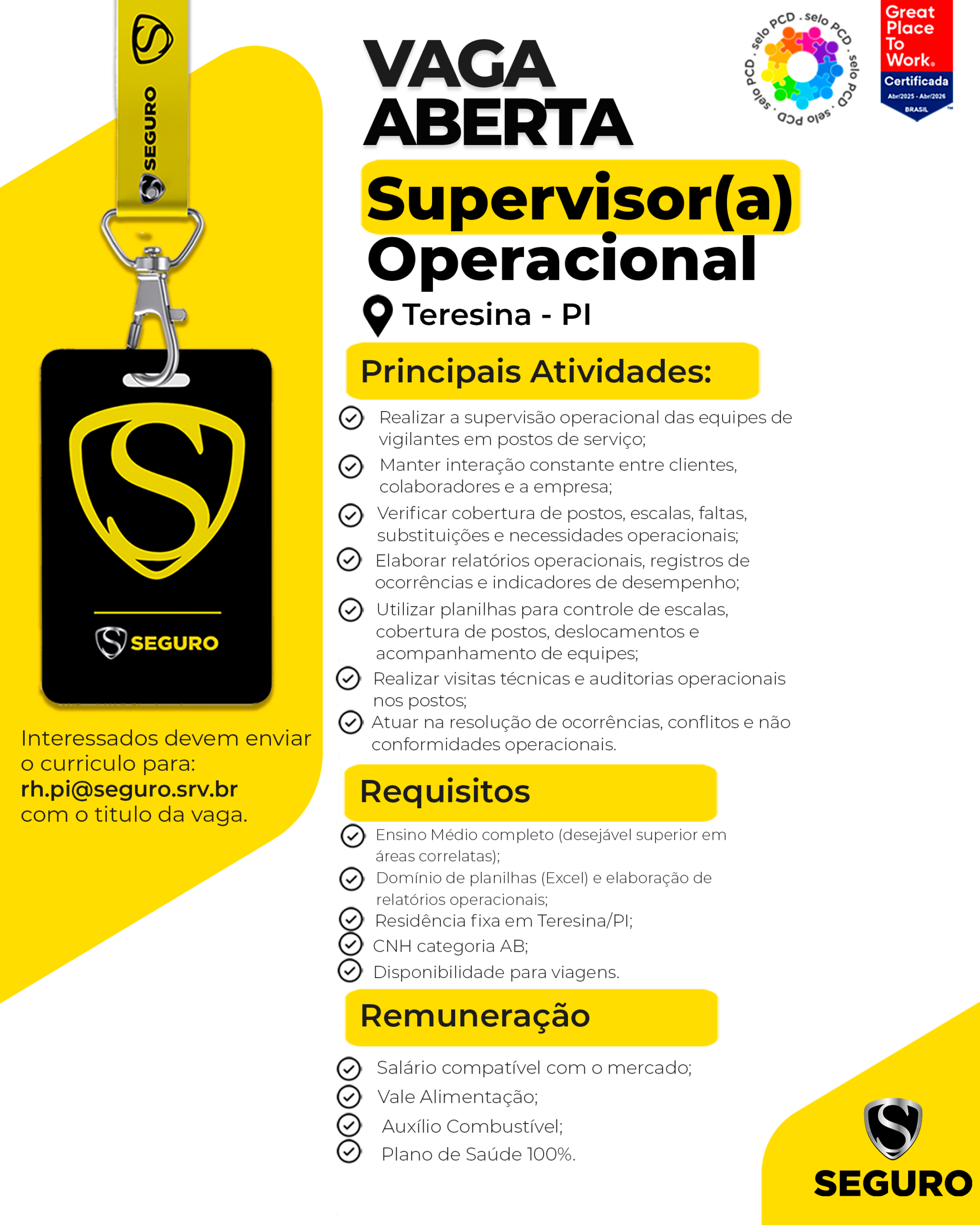 Vagas feed - Supervisor operacional - Teresina