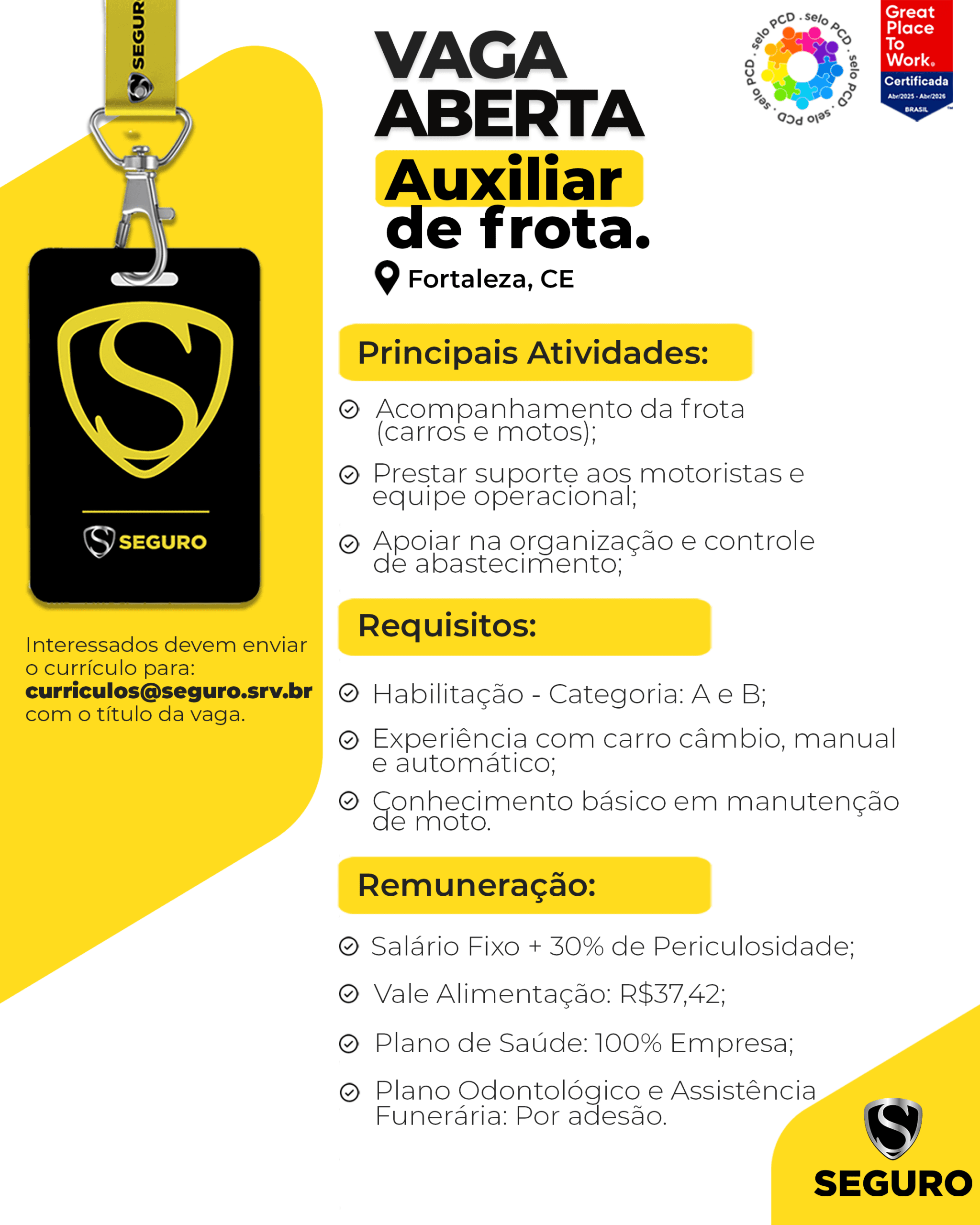 Vagas feed - Auxiliar de frota - Fortaleza