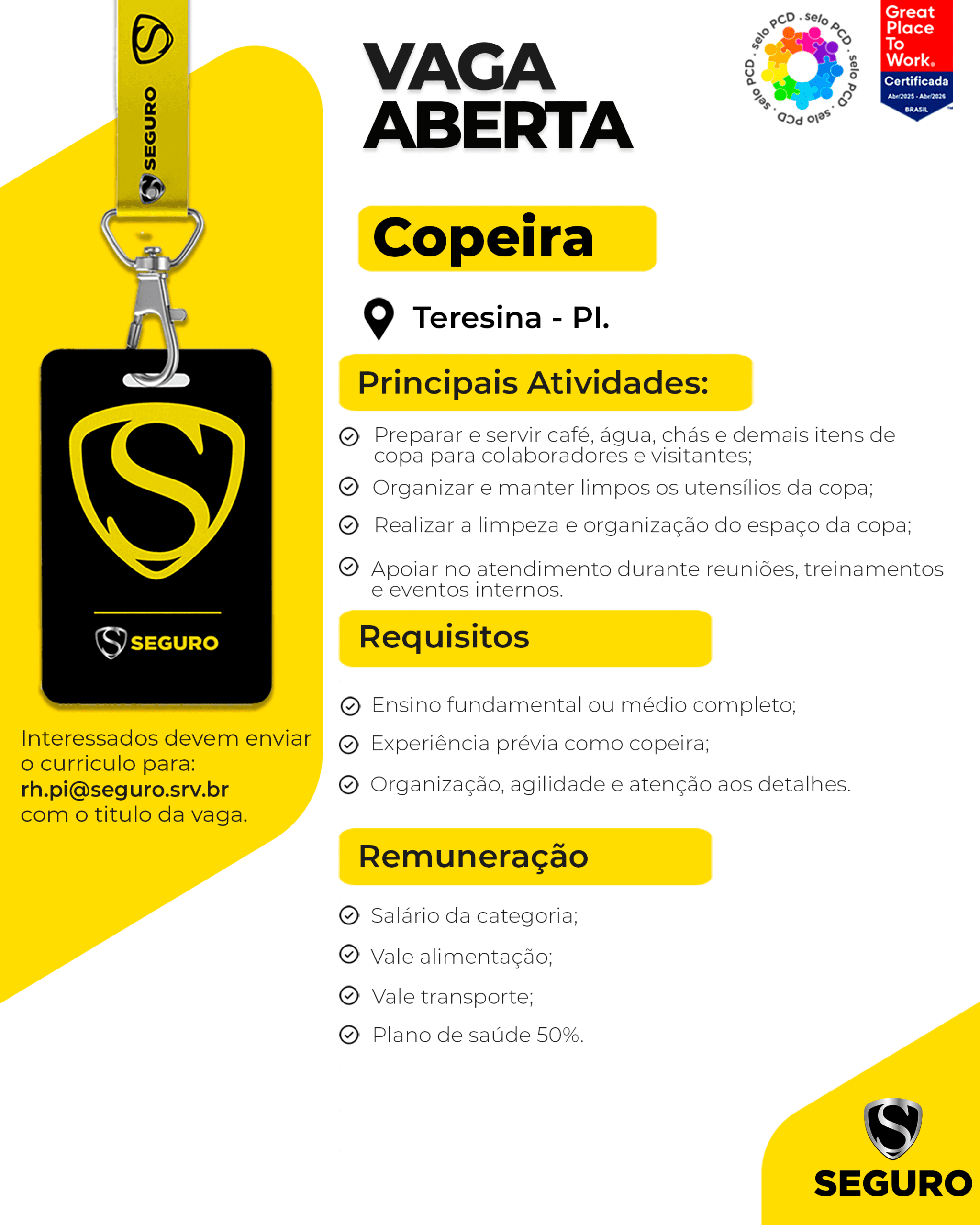 Vagas feed - Copeira - Teresina