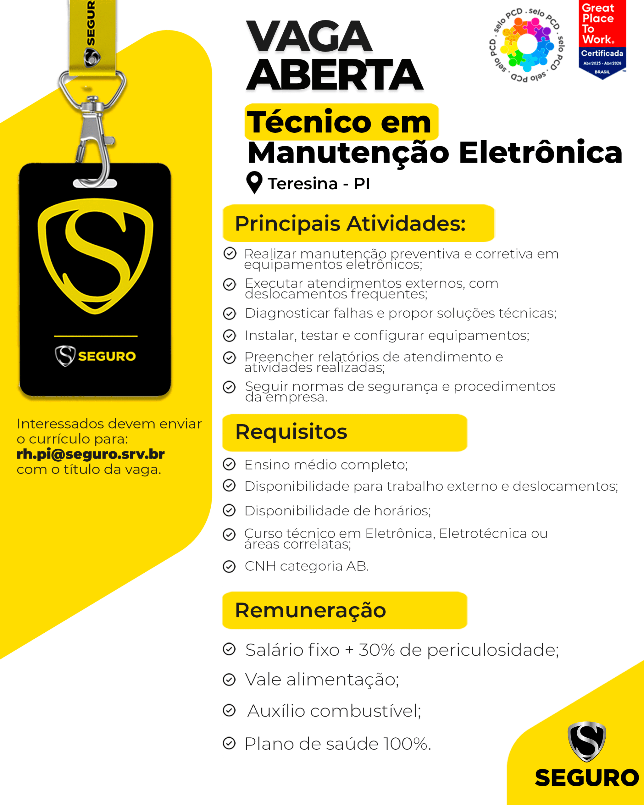 Vagas feed - Técnico em manutenção eletrônica - Teresina