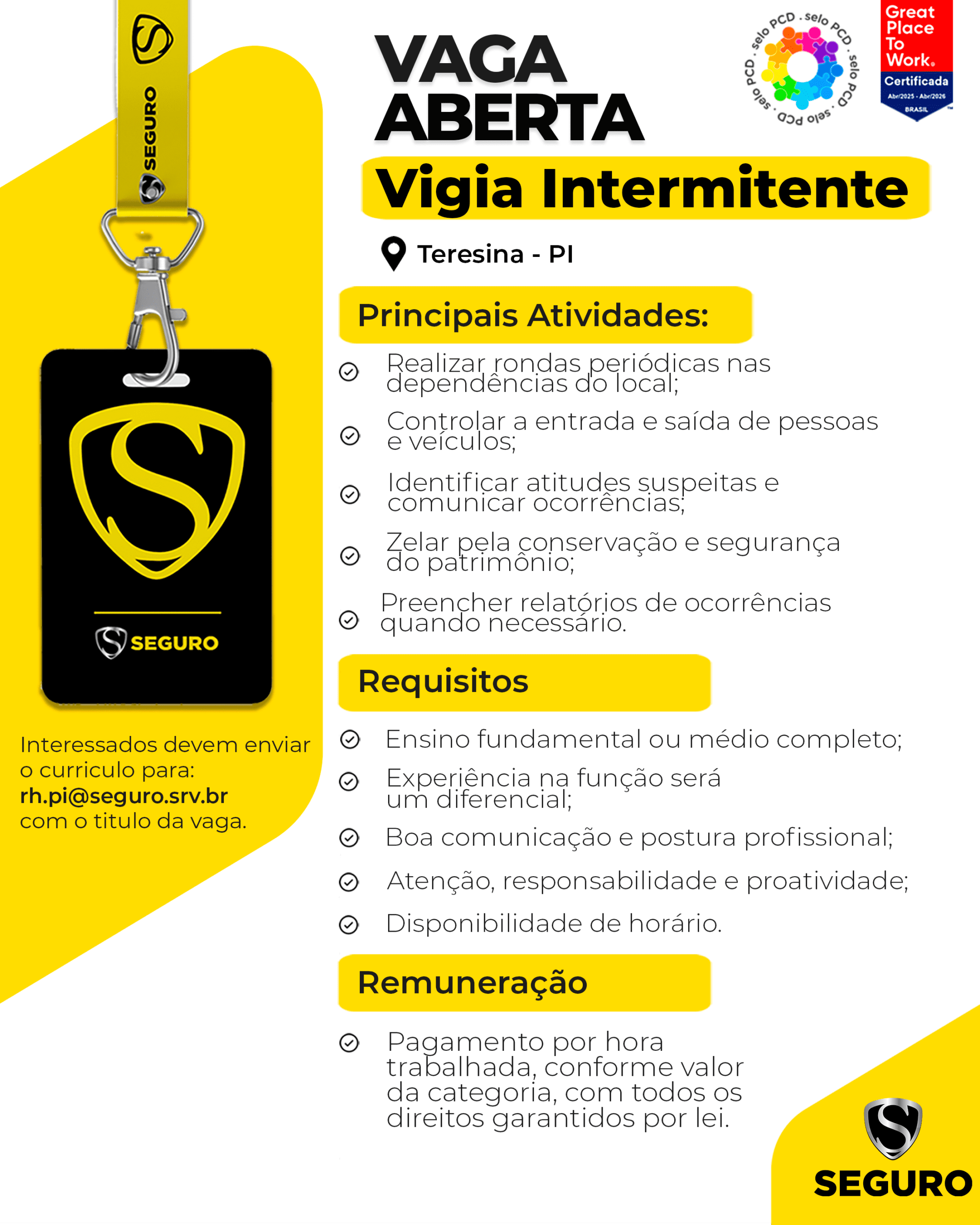 Vagas feed - Vigia intermitente - Teresina