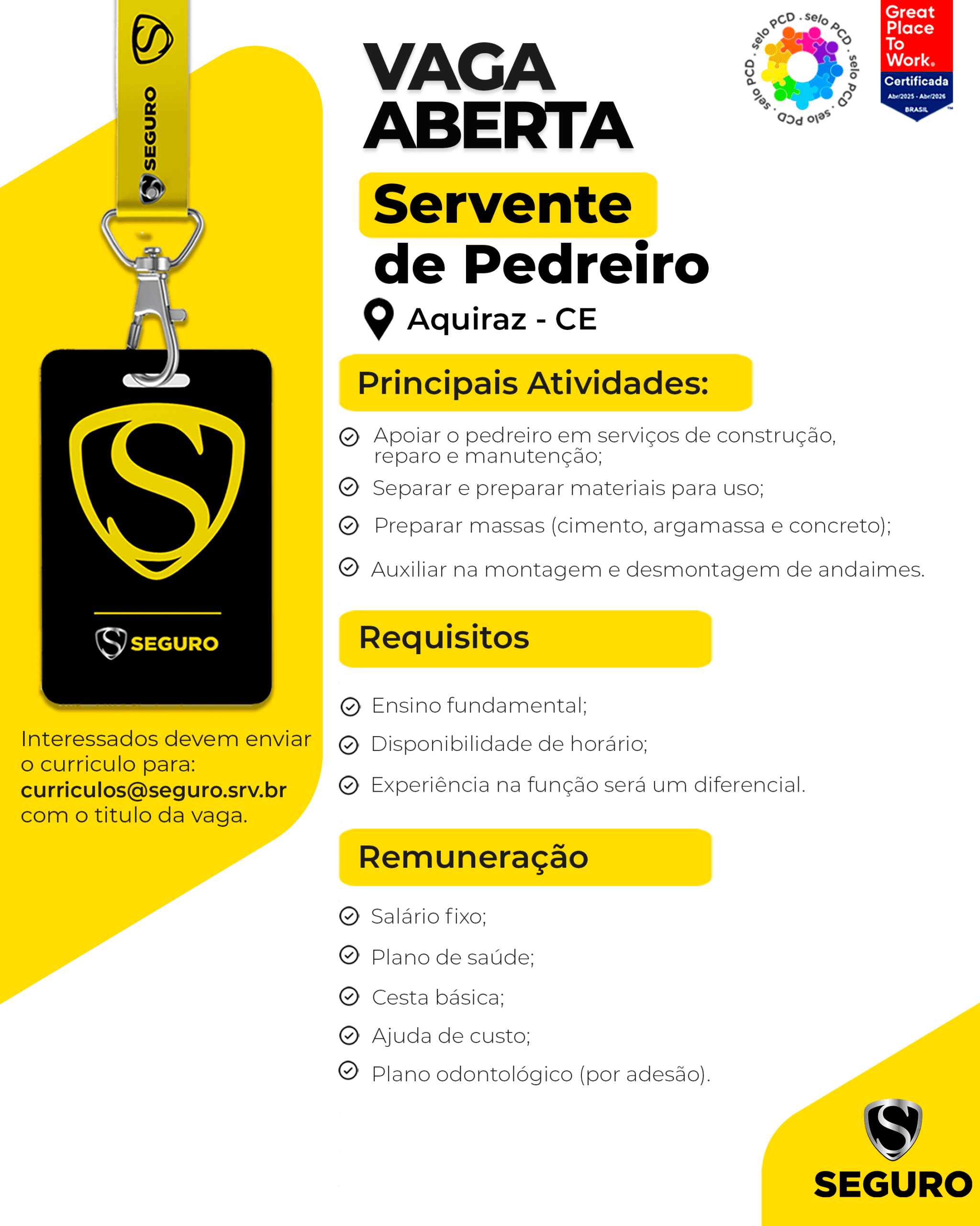 Vagas feed - servente de pedreiro - Aquiraz