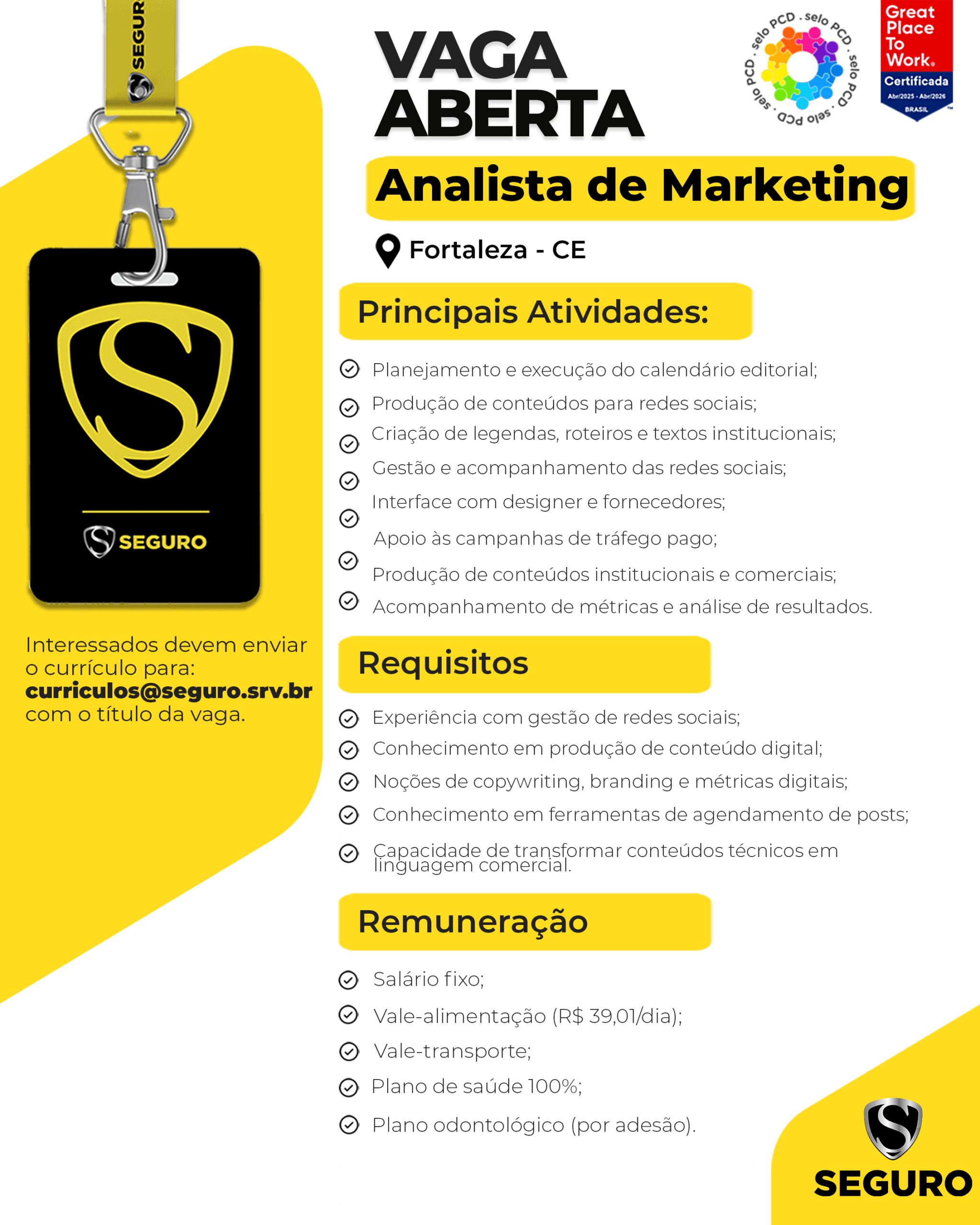 Vagas feed - Analista de marketing - Fortaleza