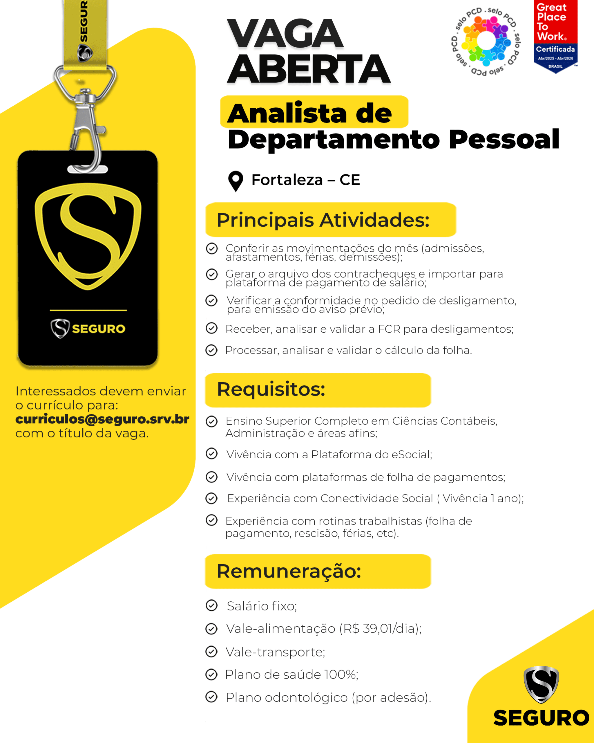 Vagas feed - Analista de Dp - Fortaleza