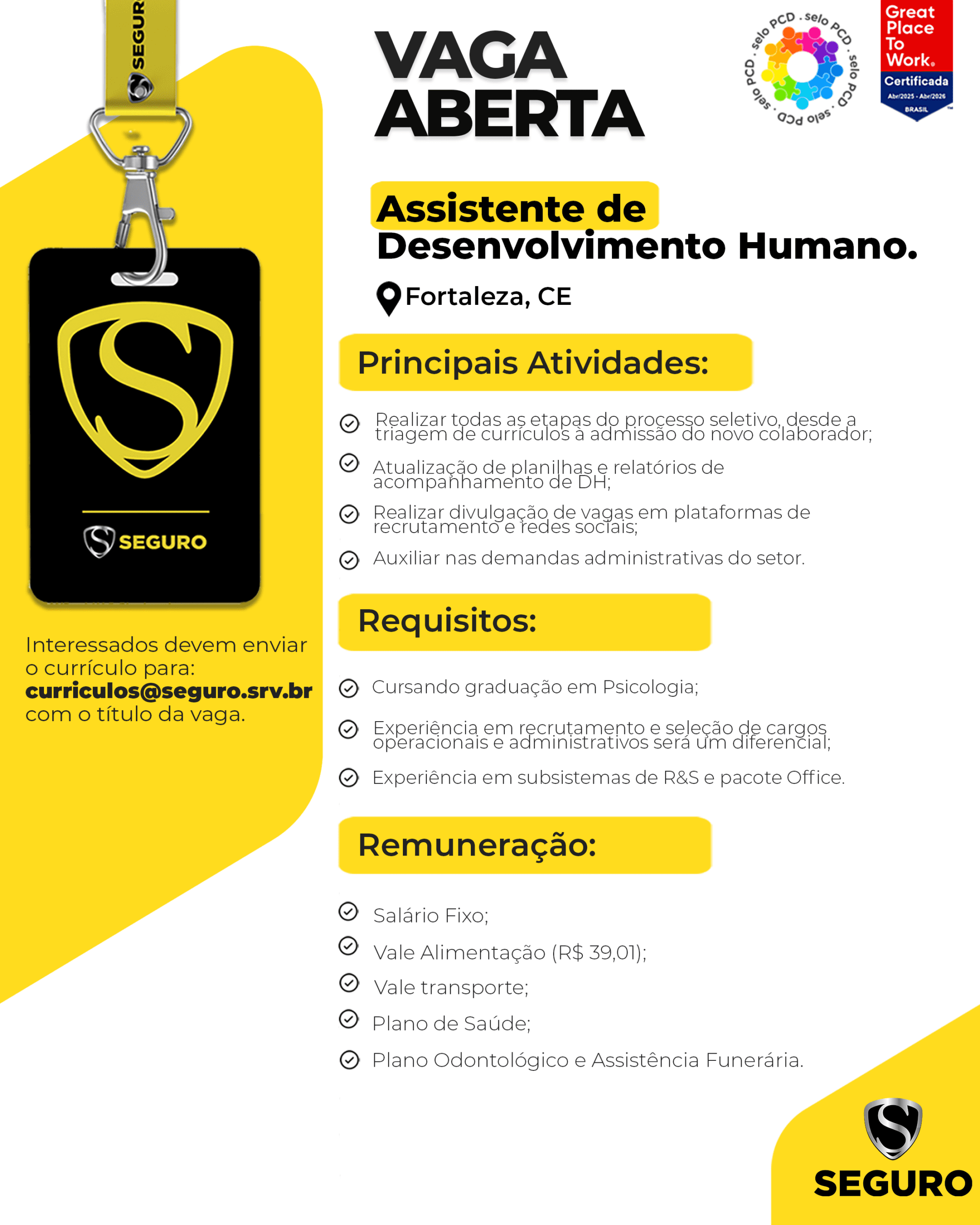 Vagas feed - Assistente de DH - Fortaleza