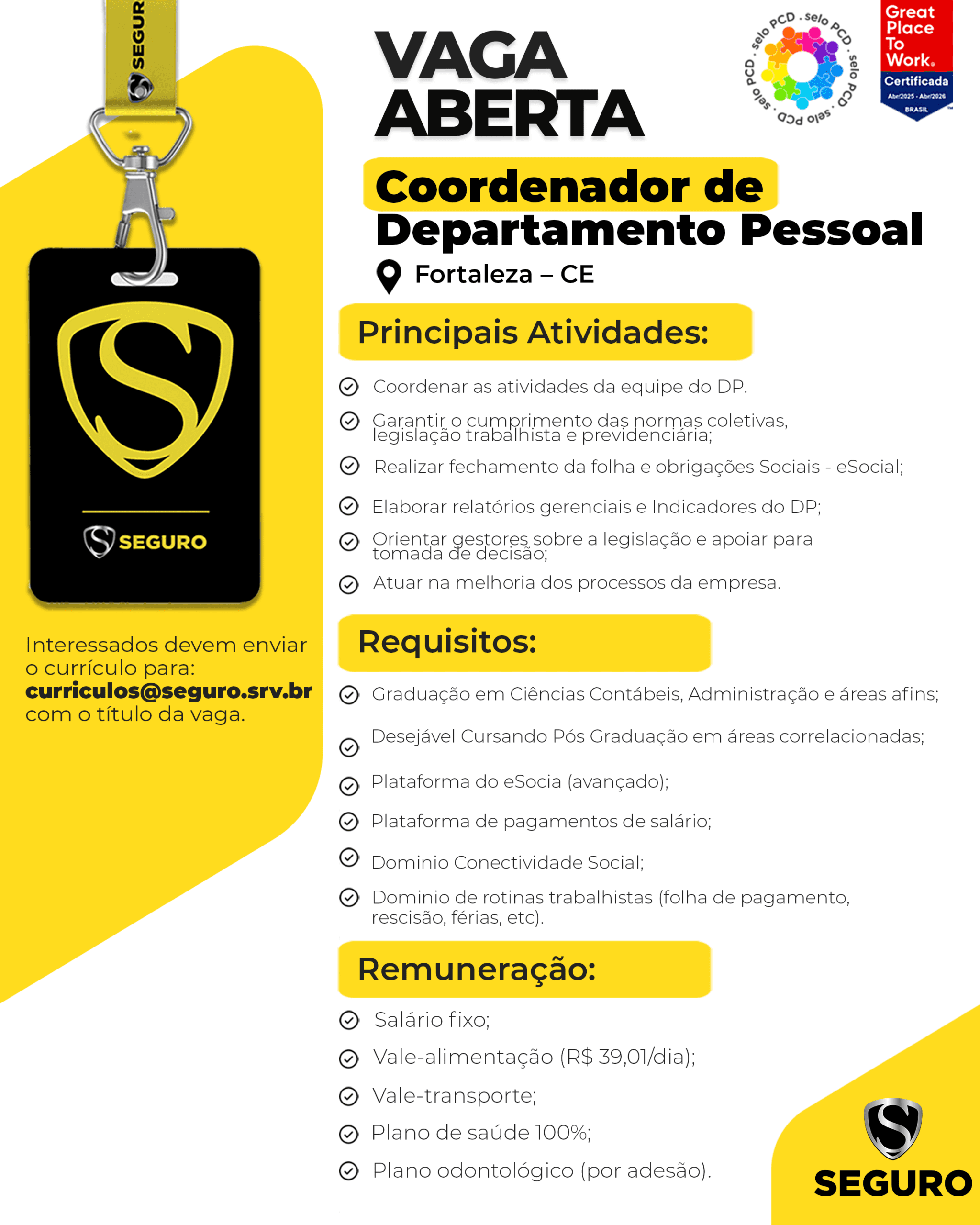 Vagas feed - Coordenador de DP - Fortaleza